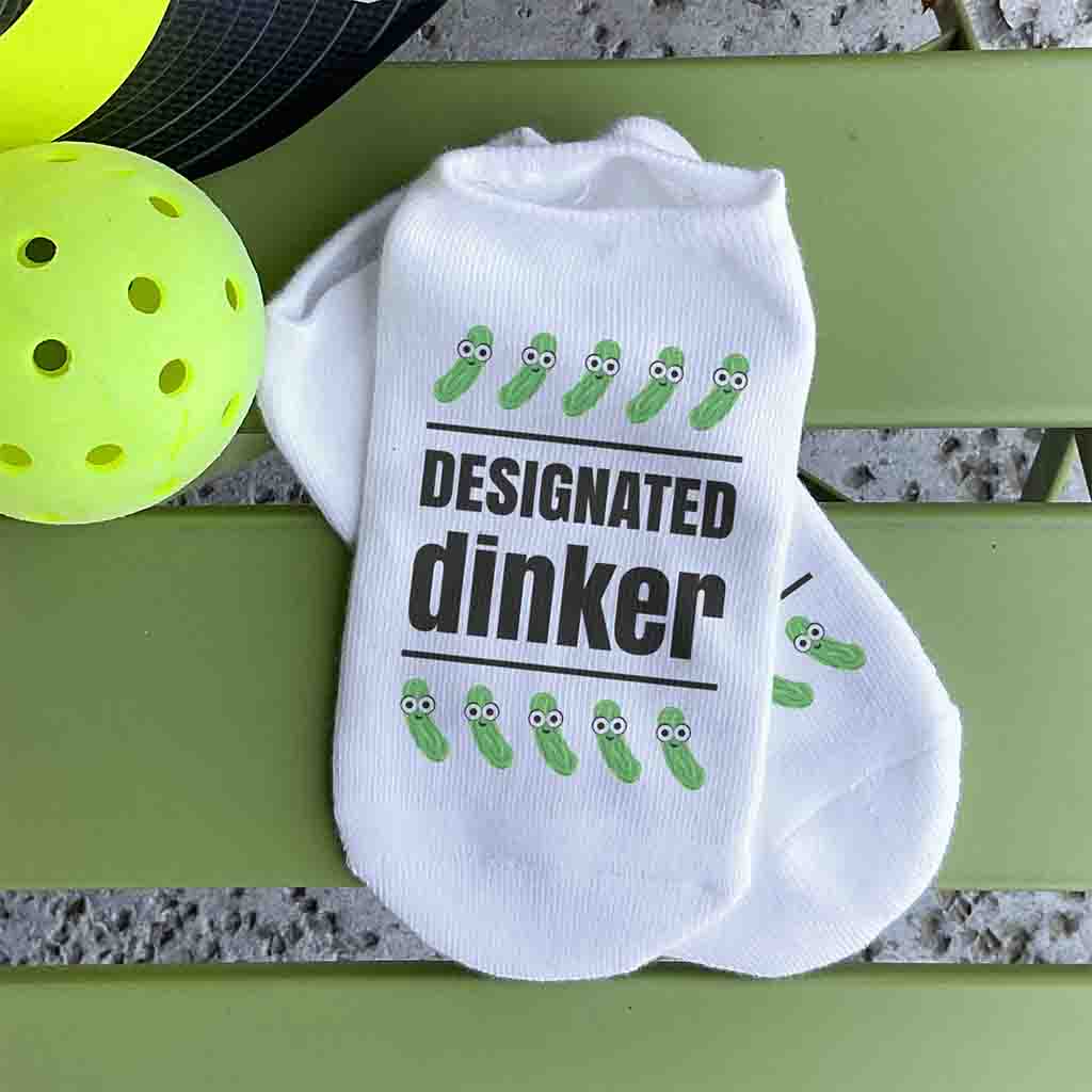 Humorous Pickleball No Show Socks - Designated Dinker
