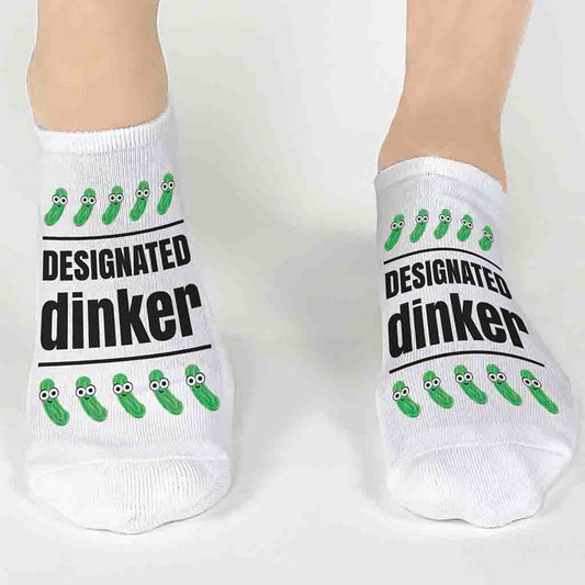 Humorous Pickleball No Show Socks - Designated Dinker